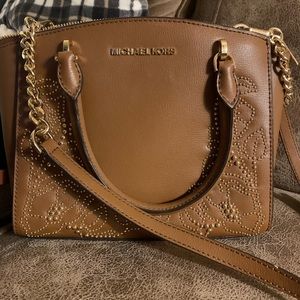 MICHAEL KORS Ellis Satchel Brown Leather Bag